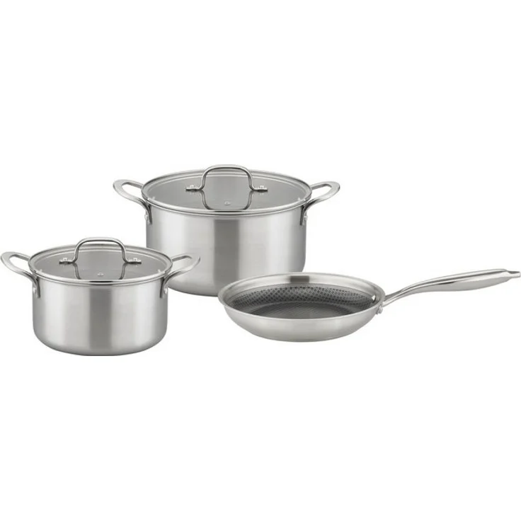 GSW Topf-Set Inoxxa Black, Edelstahl, Glas (Set, 5-tlg), Kochtopf-Set aus Dreischicht-Material mit Antihaft-Versiegelung – Bild 4