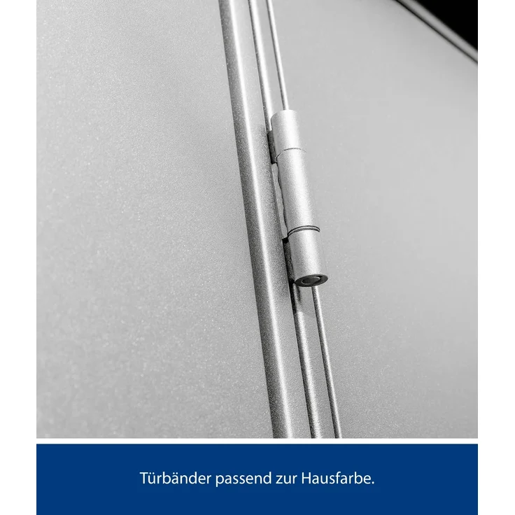 Hörmann Metall-Gerätehaus Berry Modern mit Satteldach Typ 1, 259 x 121 cm, weißaluminium, 3,1 m²,1-flüglige Tür – Bild 4