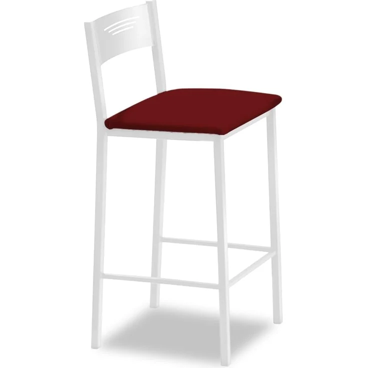 ASTIMESA - Küchenhocker mit hoher Polsterung und Rückenlehne - Gestell aus Kunstleder - Farbe des Sitzes: Bordeaux. Lieferumfang: 1 Stück, Maße: 90 cm (Gesamthöhe) – Bild 1