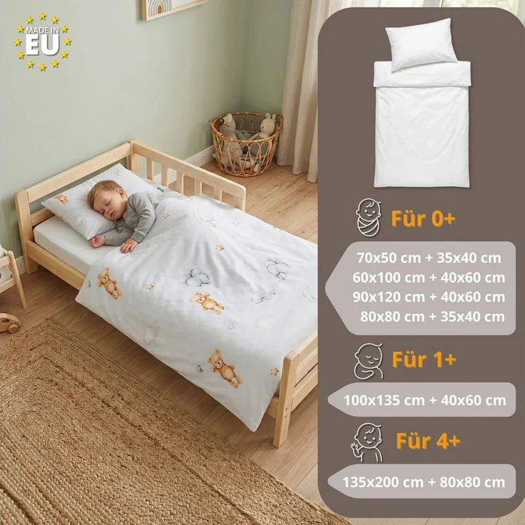 Totsy Baby Babybettwäsche Kinder Bettdecke ohne Bezug – Baby Decke und Kissen Set aus Baumwolle – Bild 4