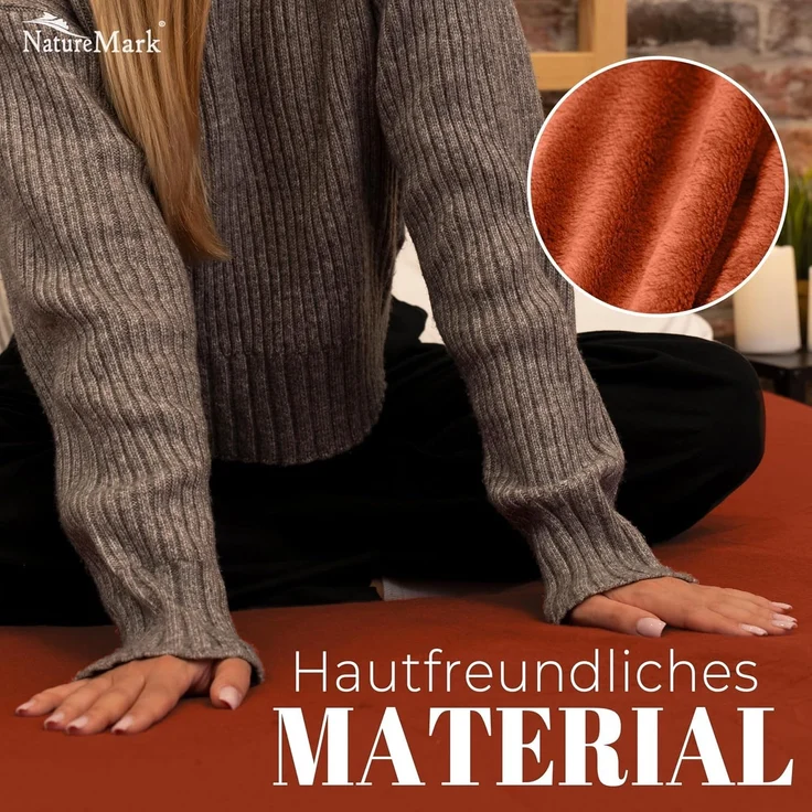 NatureMark Spannbettlaken Winter Thermo Fleece Spannbettlaken, 80% Baumwolle und 20% Polyester, Gummizug: rundum, (1 Stück), 140 x 200 cm bis 160 x 200 cm - Terrakotta – Bild 6