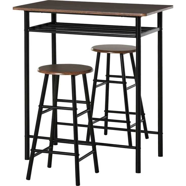 HOMCOM Bartisch Set, MDF, Metall, Schwarz, 80B x 50T x 90H cm – Bild 1