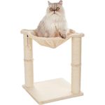 Amazon Basics – Katzen-Kratzbaum mit Haus, Hängematte, Bett und Kratzstamm, 41 x 51 x 41 cm, beige