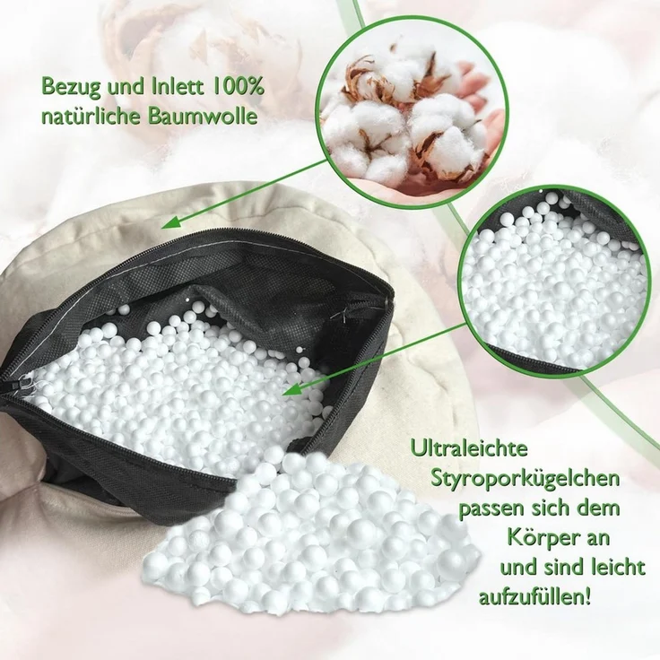 Amagohome Yogakissen Yogakissen Meditationskissen Augenkissen Sitzkissen rund ø31xH20cm Bez – Bild 3