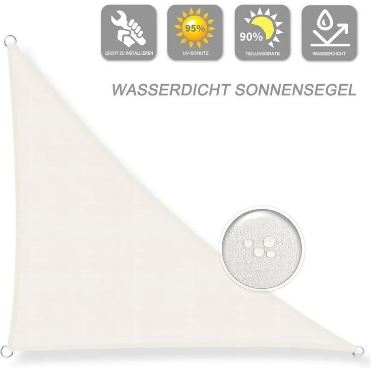 LuxusKollektion Sonnensegel Sonnensegel Dreieckig Wasserdicht UV Schutz 95 Garten 3x3x4.25 Creme – Bild 2