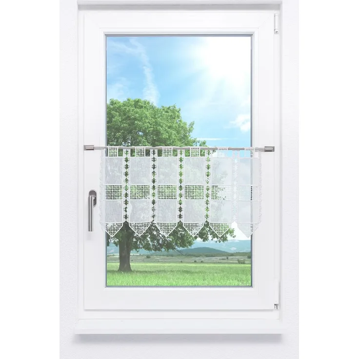 Scheibengardine Lysel - Kreuzchen Design (Bx H) 50cm * 30cm Weiß/Rohweiß