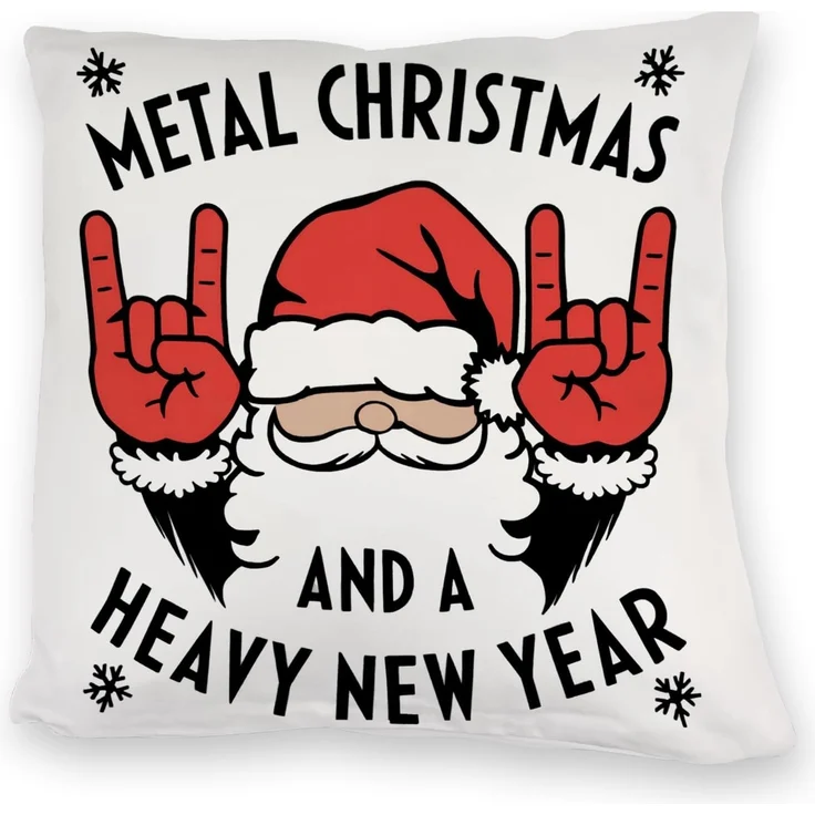 speecheese Dekokissen Weihnachtsmann Rockzeichen Metal Christmas Kuschelkissen – Bild 1