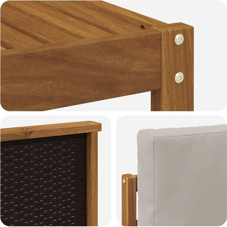 vidaXL Outdoor-Sofagarnitur 5 stk. 6-Sitzer Natur und Hellgrau 3384672 – Bild 5