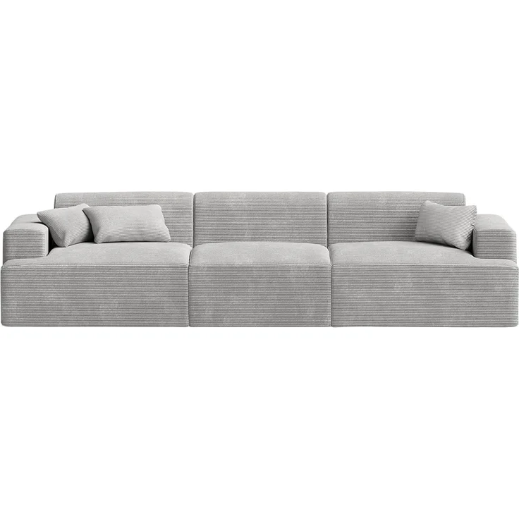skølm 'Freki' Cloud Sofa 3 Sitzer, Vollschaumcouch mit Federkern und Vakuum-Kompression, kein Aufbau erforderlich, mit 3 Kissen, Cord grau – Bild 10