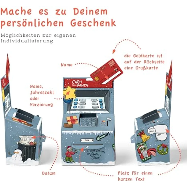 SURPRISA Geschenkbox Geld-O-Mat Geldgeschenk Verpackung – Kreatives DIY Geldautomat, für Geldgeschenke zum Geburtstag, Hochzeit & besondere Anlässe – Bild 4