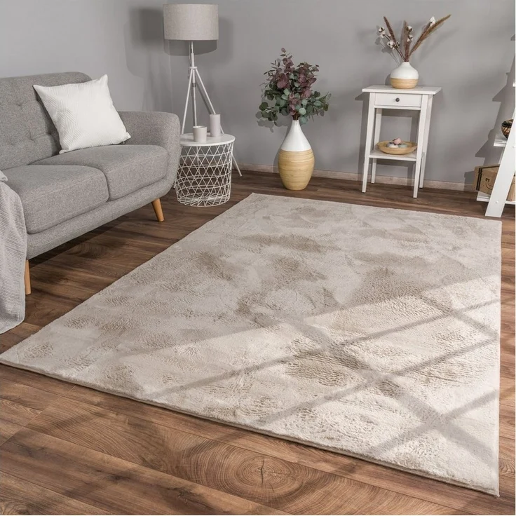 TT Home Teppich, Rund, Höhe: 14 mm, Wohnzimmer Hochflor Teppich Kunstfell Modern Unifarben Flauschig Weich – Bild 1