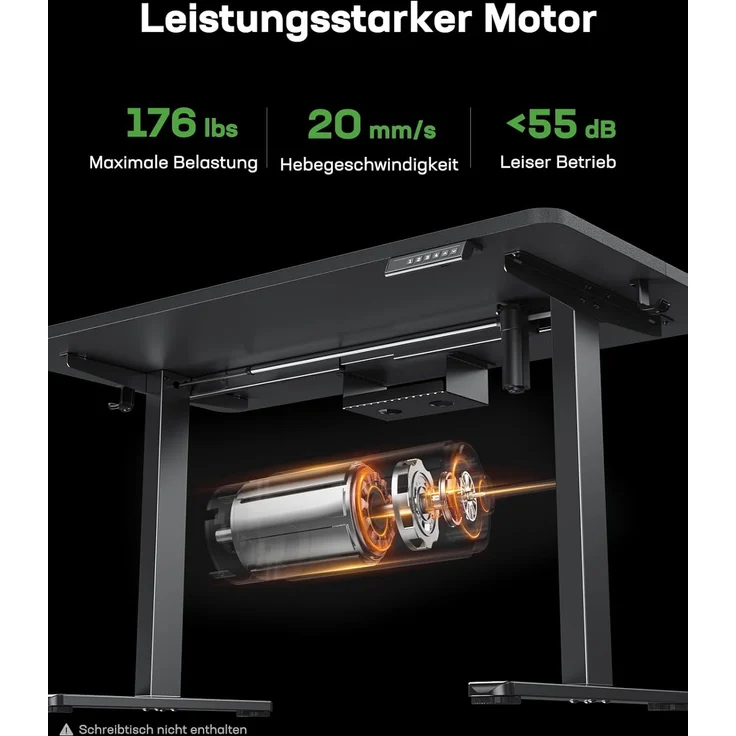 Marsail Höhenverstellbarer Schreibtischrahmen, Elektrische Tischbeine mit leistungsstarkem Motor, 176 lbs Maximalbelastung, für Verschiedene Desktops, Verstellbare Tischbeine, Nur Rahmen – Bild 2