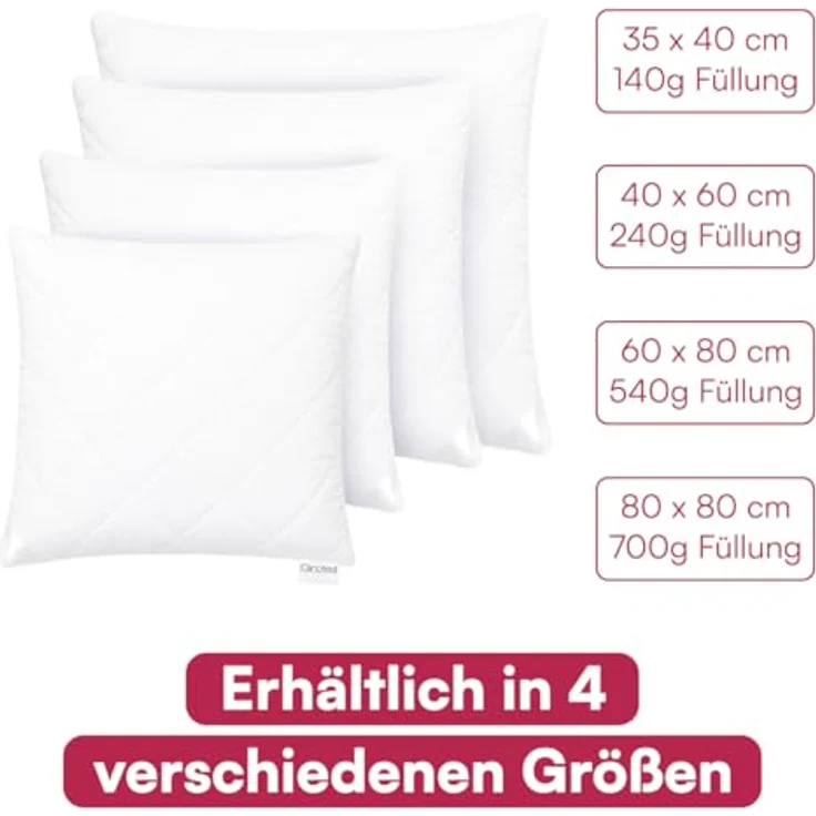 Clinotest Kopfkissen Polykissen Gesteppt, Füllung: 120g, Bezug: Polyester, für jede Schlafposisiotn geeigent, 95°C waschbar & trocknergeeignet, bewährte Qualität aus Hotellerie – Bild 4