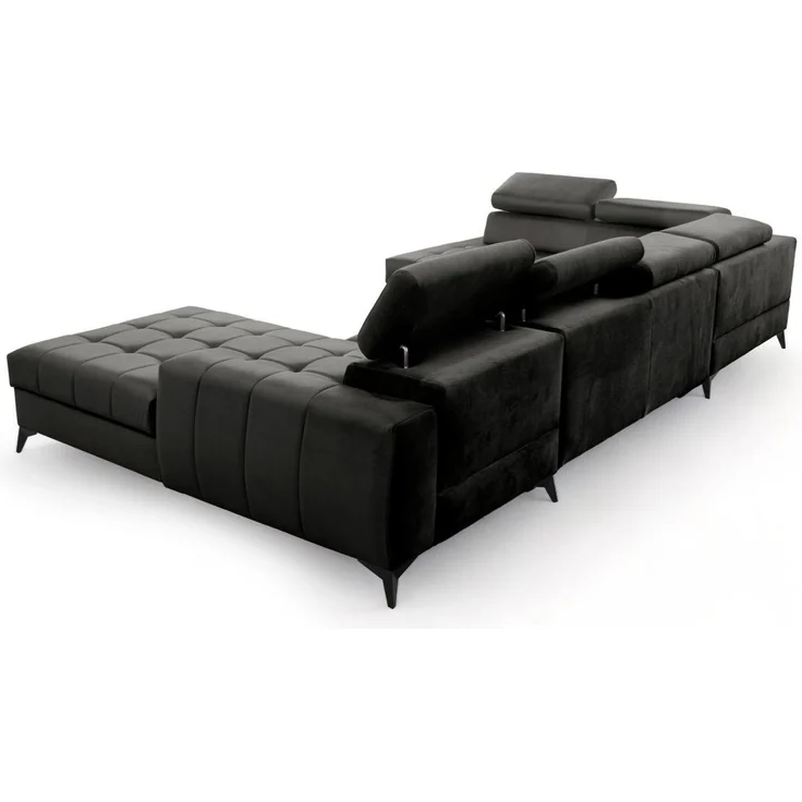 Wohnlandschaft Schlafsofa AGNESA Stoff Salvador Schwarz Ottomane Rechts – Bild 3