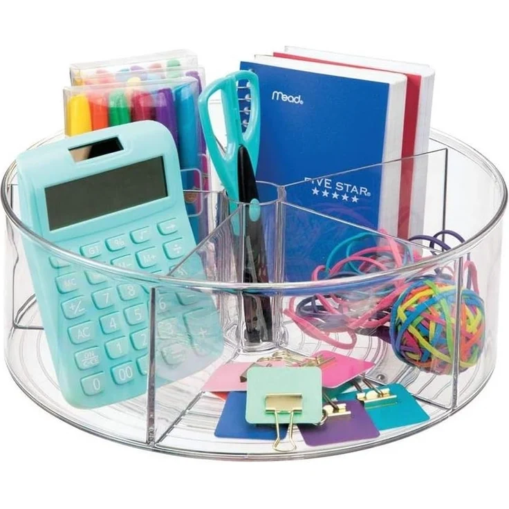 Drehteller Schreibtisch Organizer mit Trennwänden von mDesign Transparent – Bild 7