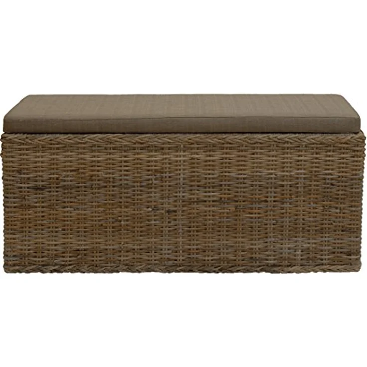 Krines Home Wäschetruhe Breite Sitzbank mit Stauraum Sitztruhe Natur-Rattan Wäschekorb Flur, Sitzbank mit Stauraum – Bild 5