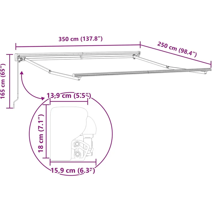 vidaXL Markisenrahmen Gelb und Grau 350 x 250 cm 3330319 – Bild 12
