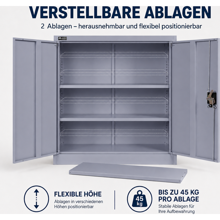 Makika Aktenschrank / Büroschrank abschließbar 40x90x90cm in Anthrazit – Bild 3