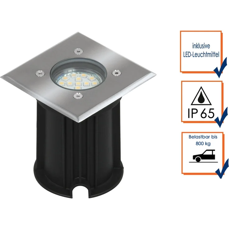 4er-Set LED-Bodeneinbaustrahler Outdoor, eckig, befahrbar, max 800 kg Last, IP65 – Bild 2
