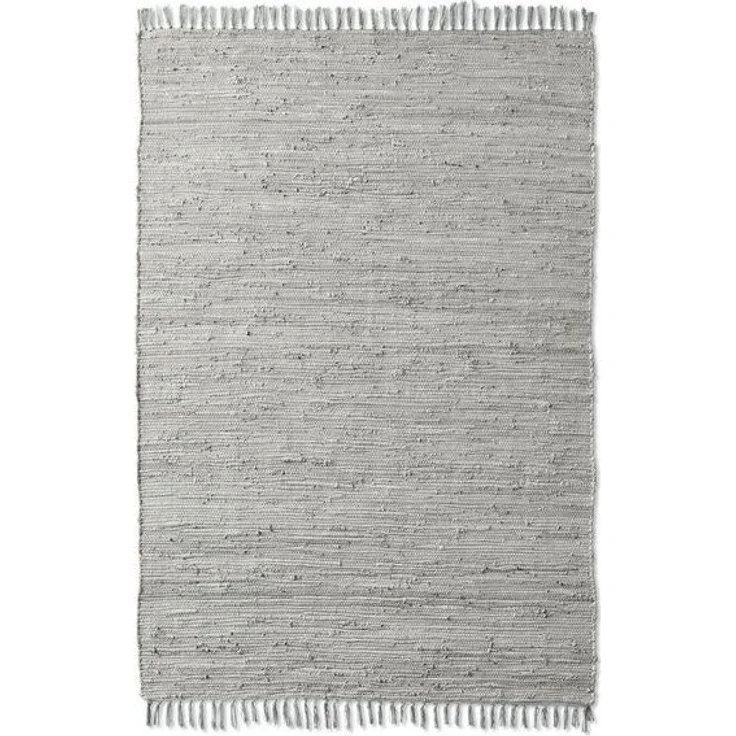 TaraCarpet Teppich Flickenteppich TaraCarpet Sylt mit Fransen, rechteckig, Höhe: 5 mm, Wohnzimmer Schlafzimmer Küchenteppich grau 070x250 – Bild 4