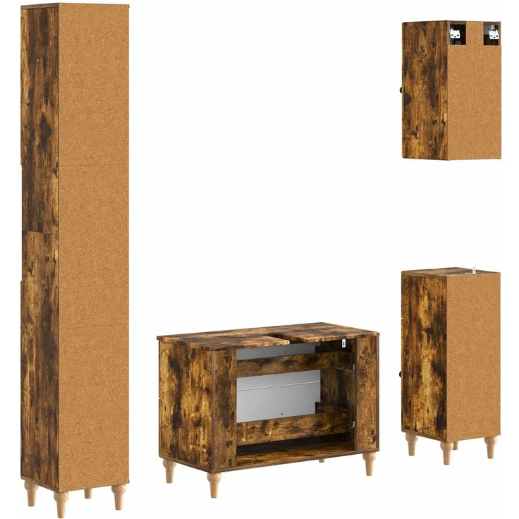 vidaXL 4-teiliges Badezimmer-Schrank-Set ALKMAAR Raucheiche 3417914 – Bild 7