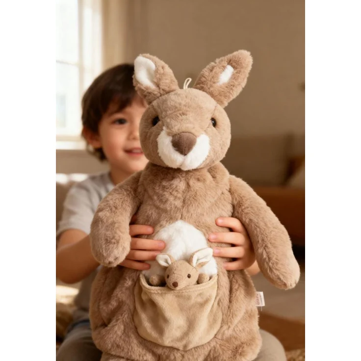 Kuschelfamilie „Känguru Pearl & Baby Pollie“ mit 0,8 L Wärmflasche & Kirschke. – Bild 4