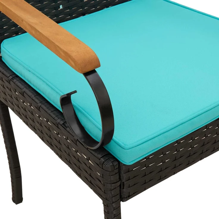 vidaXL Gartenstühle 4 Stk. Schwarz und Türkis Poly-Rattan und Akazie 42025889 – Bild 9
