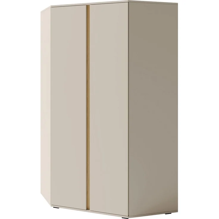 Beautysofa Eckschrank LICO 2-türig – Kleiderschrank mit 8 Regalböden, 2 Kleiderstangen (wählbar in Sandbeige oder Eukalyptus) Höhe: 195 cm – Bild 1