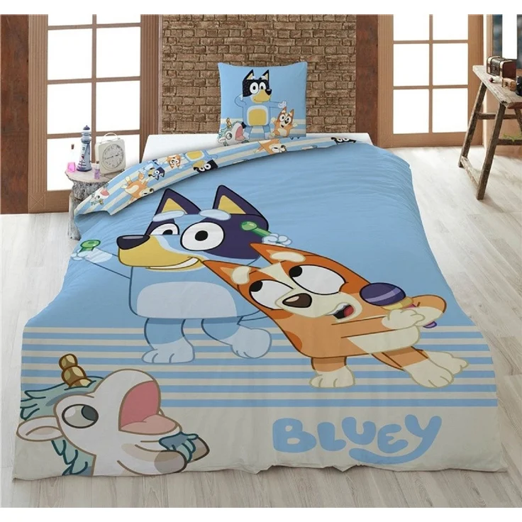 Bluey Bettwäsche-Set – 1x Deckenbezug 140 x 200 cm & 1x Kissenbezug 65 x 65 cm für Kinder – Bild 1