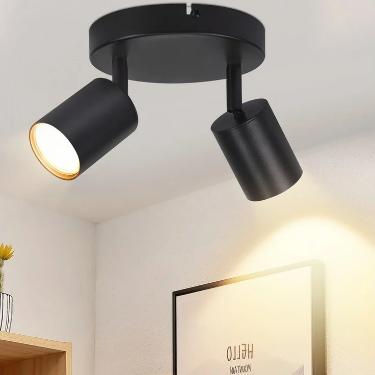 Nettlife Deckenstrahler 2 Flammig Schwarz GU10 Wohnzimmer Modern Deckenlampe Schwenkbar, Schwenkbar, LED wechselbar, Innen Rund Flur Deckenspot für Schlafzimmer Küche – Bild 1