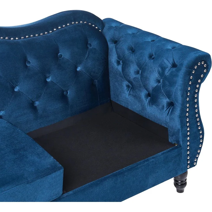 Sofa 3-Sitzer SKIEN Samtstoff Marineblau – Bild 8
