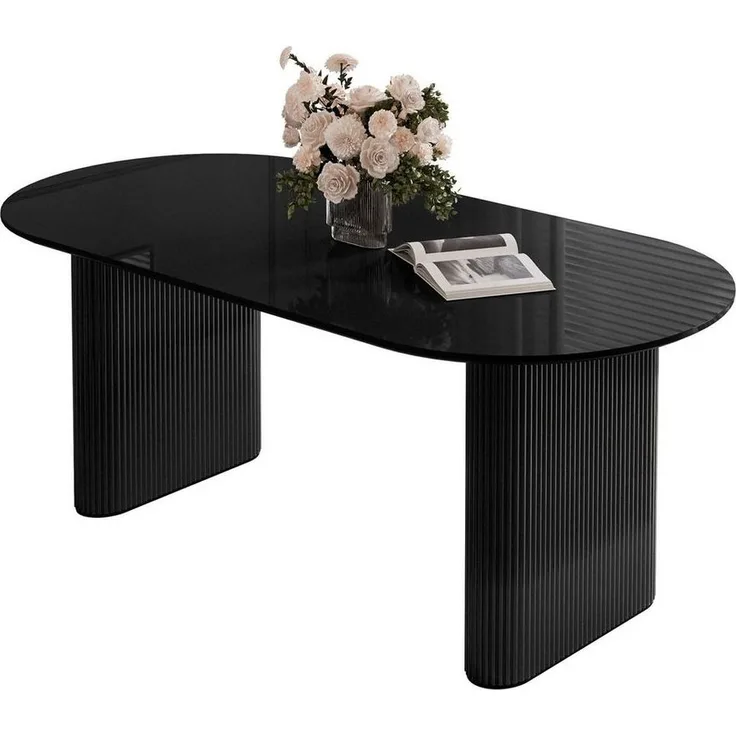 Lookway Esstisch OVI Tisch mit geriffeltem Gestell Hochglanz (1x Tisch), Breite: 180 cm