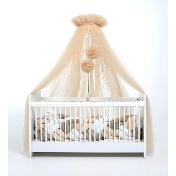Baby Fancyroom Betthimmel Tüll Betthimmel für Babybett Babywiege Beistellbett Moskitonetz, 165cm lang, mit 2 Bommeln