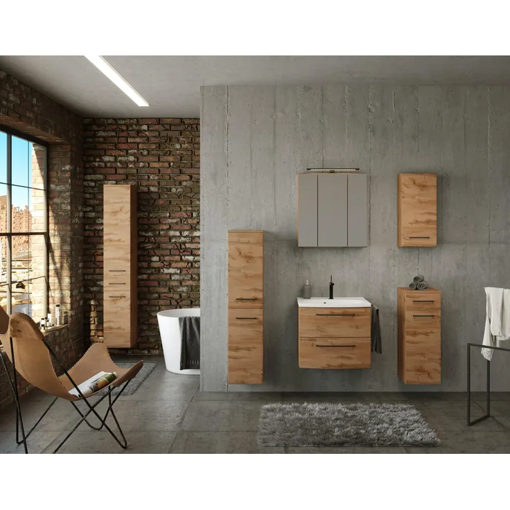 Waschtisch-Set >Manchester< (B/H/T: 120x200x45 cm) in wotaneiche aus MDF