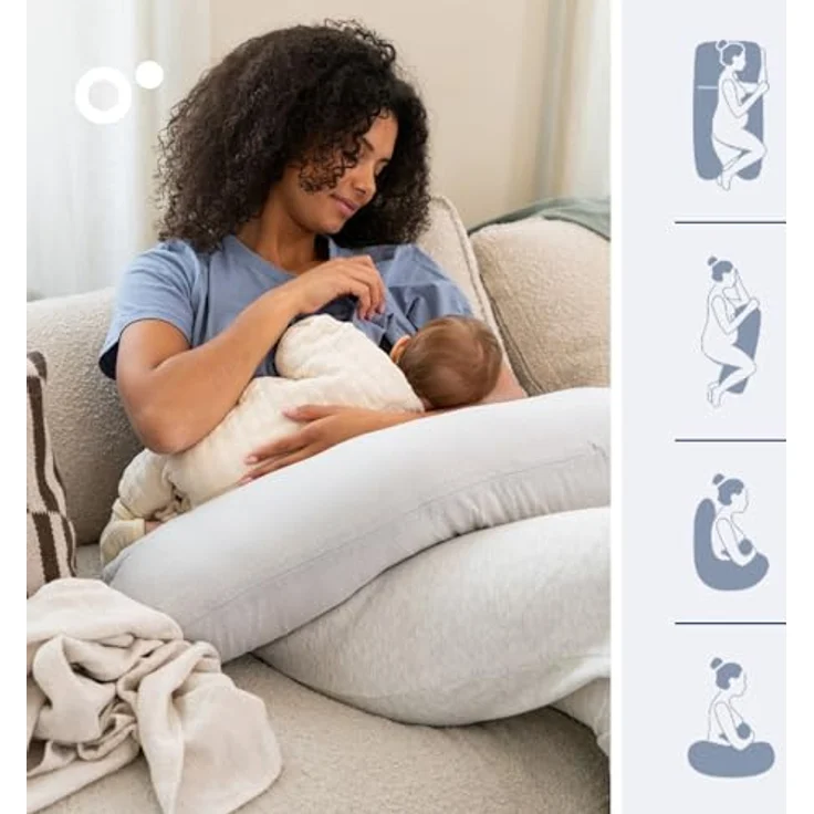 doomoo Schwangerschafts- & Stillkissen XXL Maxxy, PES-Faser-Füllung, ideal für Seitenschläfer, Little Dots Grey – Bild 4