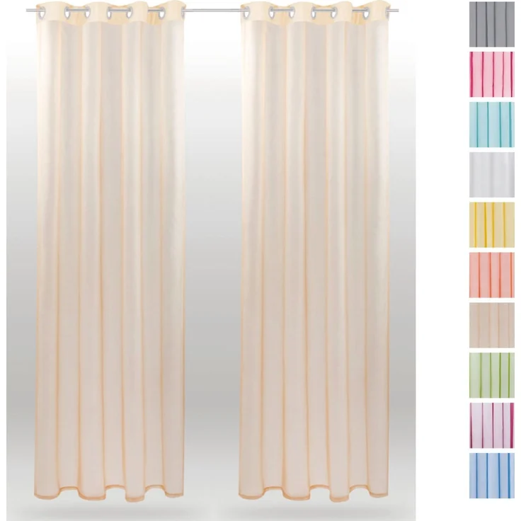 Bestlivings Transparente Beige Gardine mit Ösen 2er Pack (B140 x L175), viele Varianten erhältlich – Bild 6