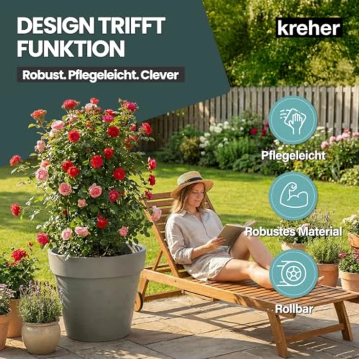 Kreher Pflanzkübel Rollbarer XXL Pflanzkübel "LIKE" Ø 79 cm in verschiedenen Farben (1 St) – Bild 8