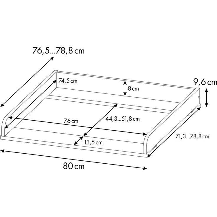 Shefa Kids Wickelaufsatz 800 Universal für IKEA Kommoden, Grau – Bild 4