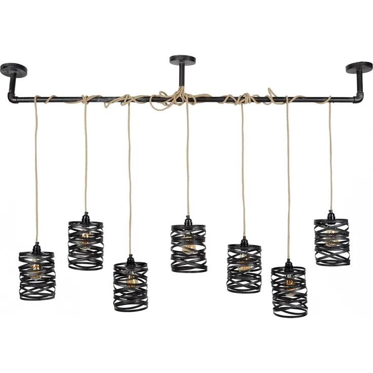 KAWOLA Hängeleuchte ALMAS Hängelampe 7-flammig Metall schwarz 150 x 15 x 157 cm – Bild 3