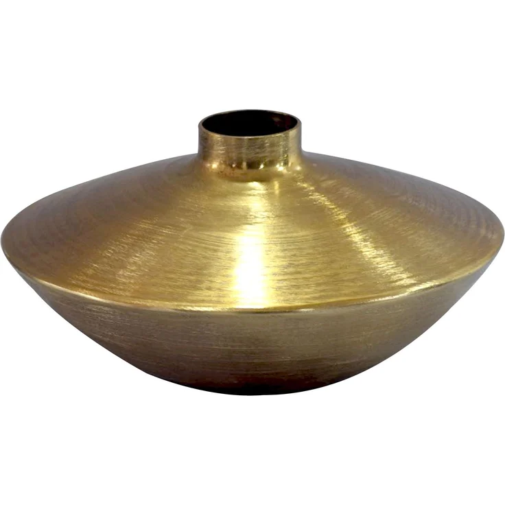 FineBuy Tischvase Aluminium 35cm - Dekovase rund - Metall Vase modern - Wohnzimmer Deko Alu - Design Vase flach Tisch Dekoration - Pflanzgefäß Handmade – Bild 6