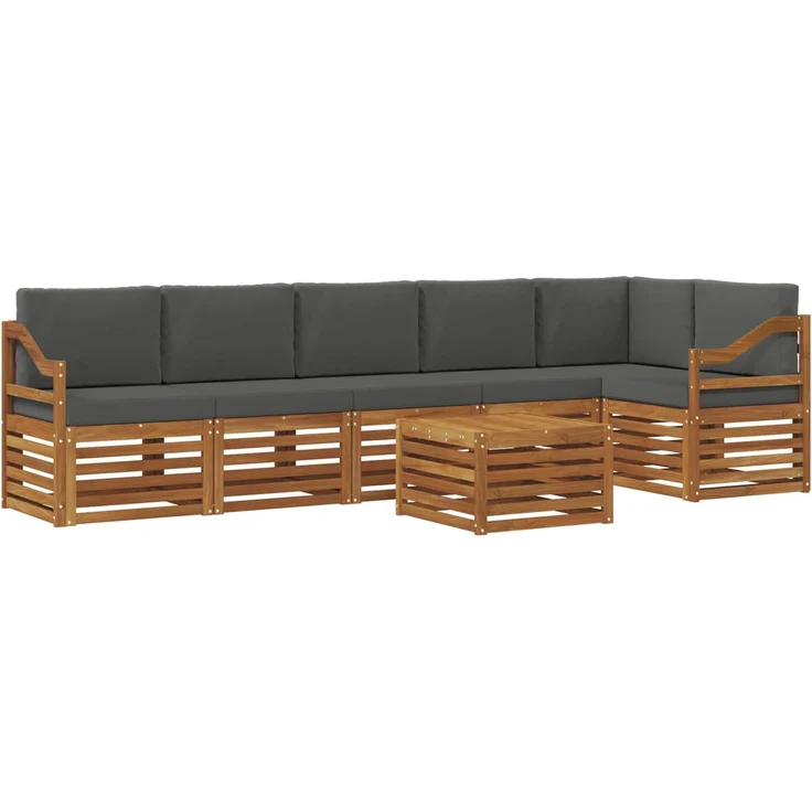 vidaXL Outdoor-Sofagarnitur 7 stk. 6-Sitzer Natur und Anthrazit 3374947 – Bild 2