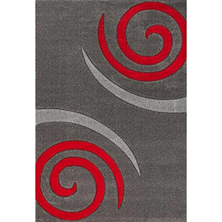 Vimoda Frisé-Teppich Konturenschnitt aus Hand, Rechteckig, Höhe: 13 mm, spiral zeichnung,dicht,dick,Wohnzimmer Teppich,Kurzflor,Rot – Bild 4
