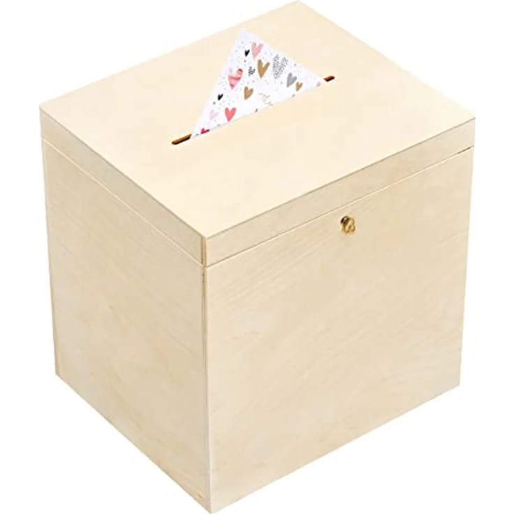 Creative Deco Dekokiste Kartenbox Hochzeit 29x25x30 cm Geschenkkarten Box Geldbox Briefbox, mit Deckel, Schloss und Schlüssel – Bild 2