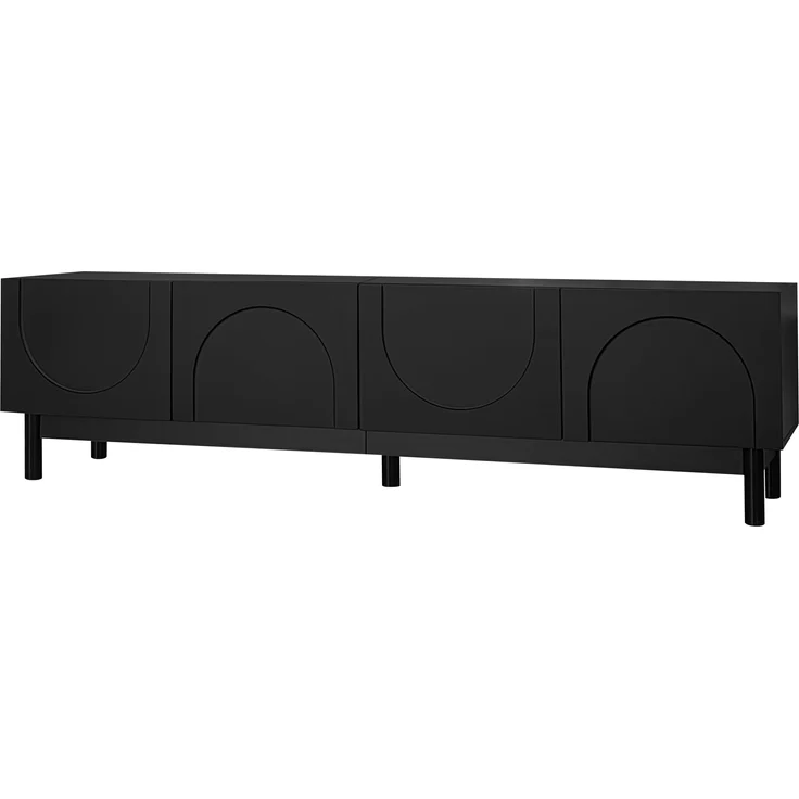 TV-Schrank Lowboard mit gewölbten Türen, schwarz, 169x35x45,5 cm – Bild 8