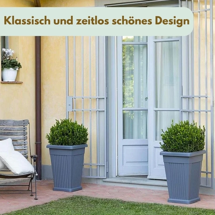 Pflanzkübel Groß Außen Pflanzkübel Pyramide Blumenkübel Groß Blumenkübel Outdoor Pflanzenkübel Rechteckig Pflanzsäule Blumentopf mit Untersetzer Wasserablauf 60 Grau – Bild 7