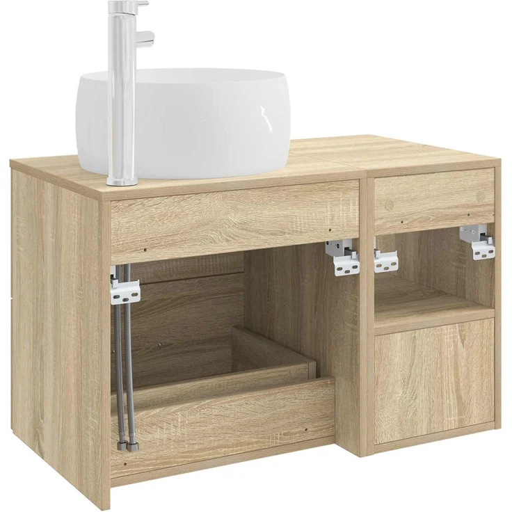 vidaXL Wandmontiertes Badezimmermöbel-Set 2 stk. Sonoma-Eiche 3403922 – Bild 6