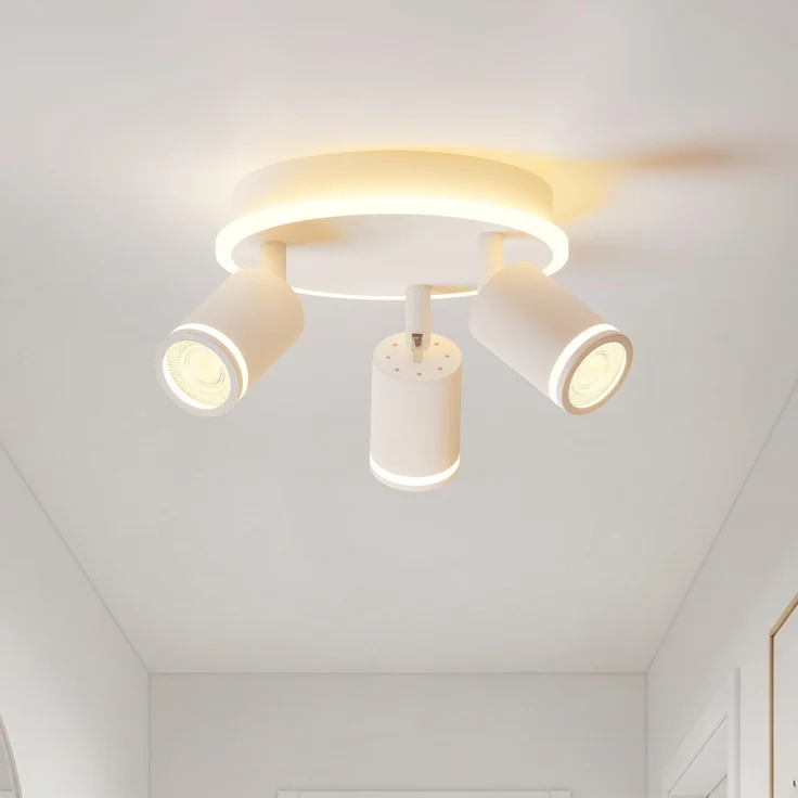 LVWIT GU10 Deckenstrahler LED, Deckenstrahler 3 Flammig Rund, LED Deckenleuchte Schwenkbar, Weiße Deckenlampe Spot, Drehbar Deckenlampe 3 Flammig, Modern Strahler Deckenspot - Ohne Leuchenmittel – Bild 1