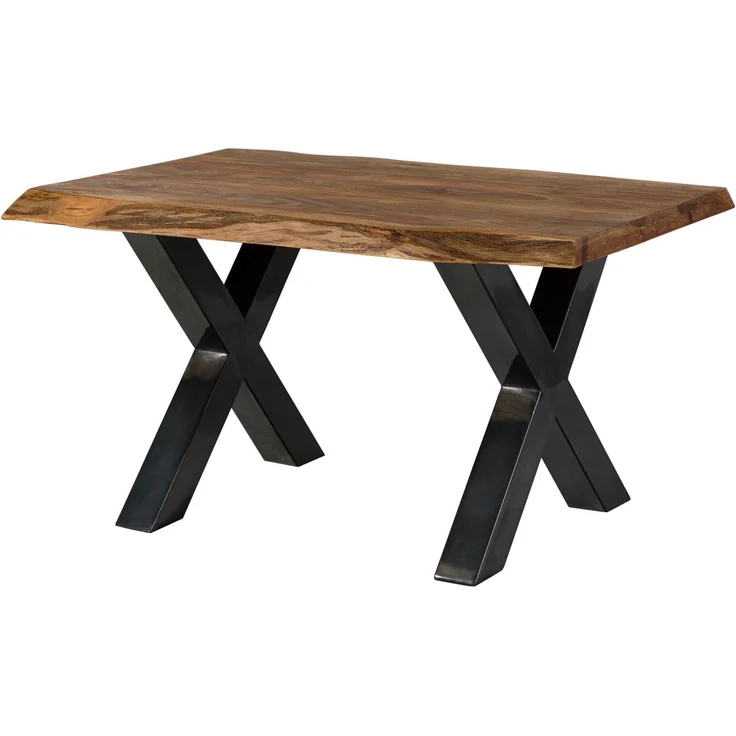 Baumtisch Sheesham 160x90x77 natur gebeizt / X-Beine anthrazit glänzend FREEFORM 5 – Bild 1