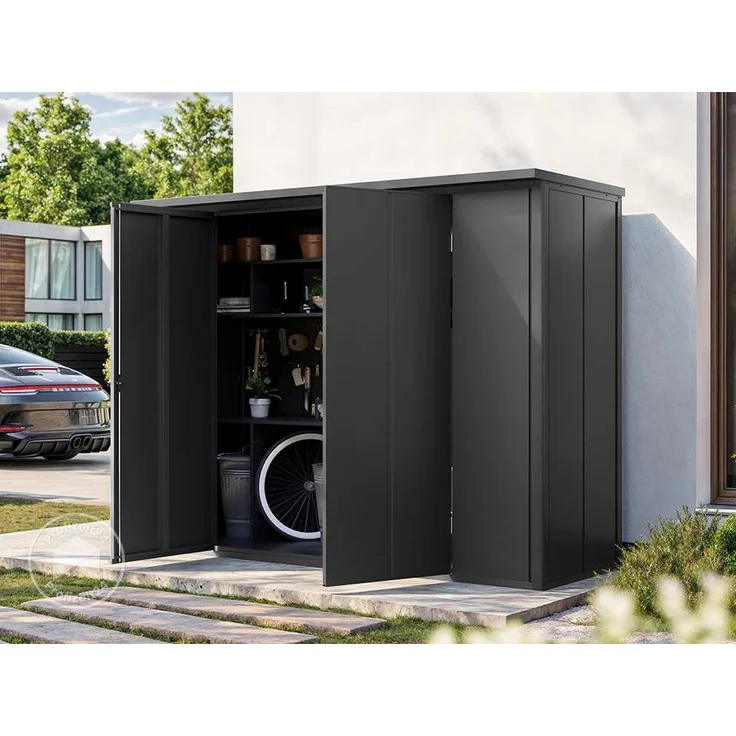 GFP Primeyard Geräteschrank Metall 228x84x181 cm Gartenschrank anthrazit inkl. Fußboden – Bild 1