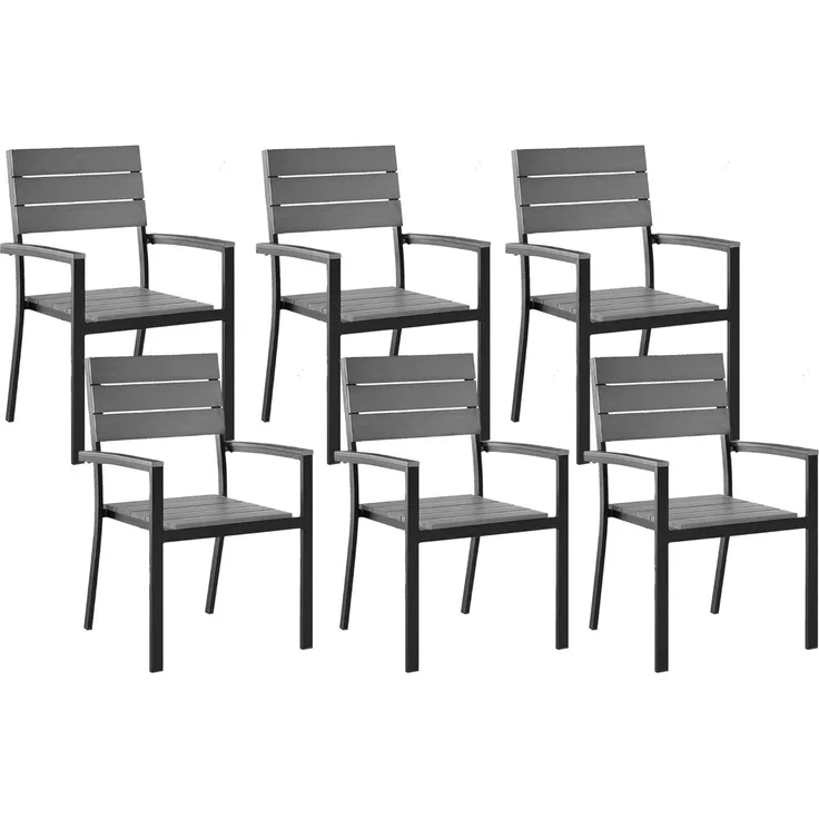 Gartenstuhl 6er Set COMO Grau